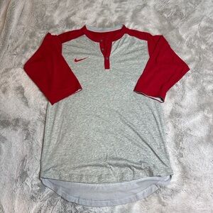 Nike Red and Gray Button Down Shirt